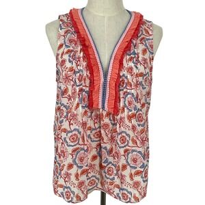 Vineyard Vines Women Floral Print Sleeveless V Neck Blouse Top Size M